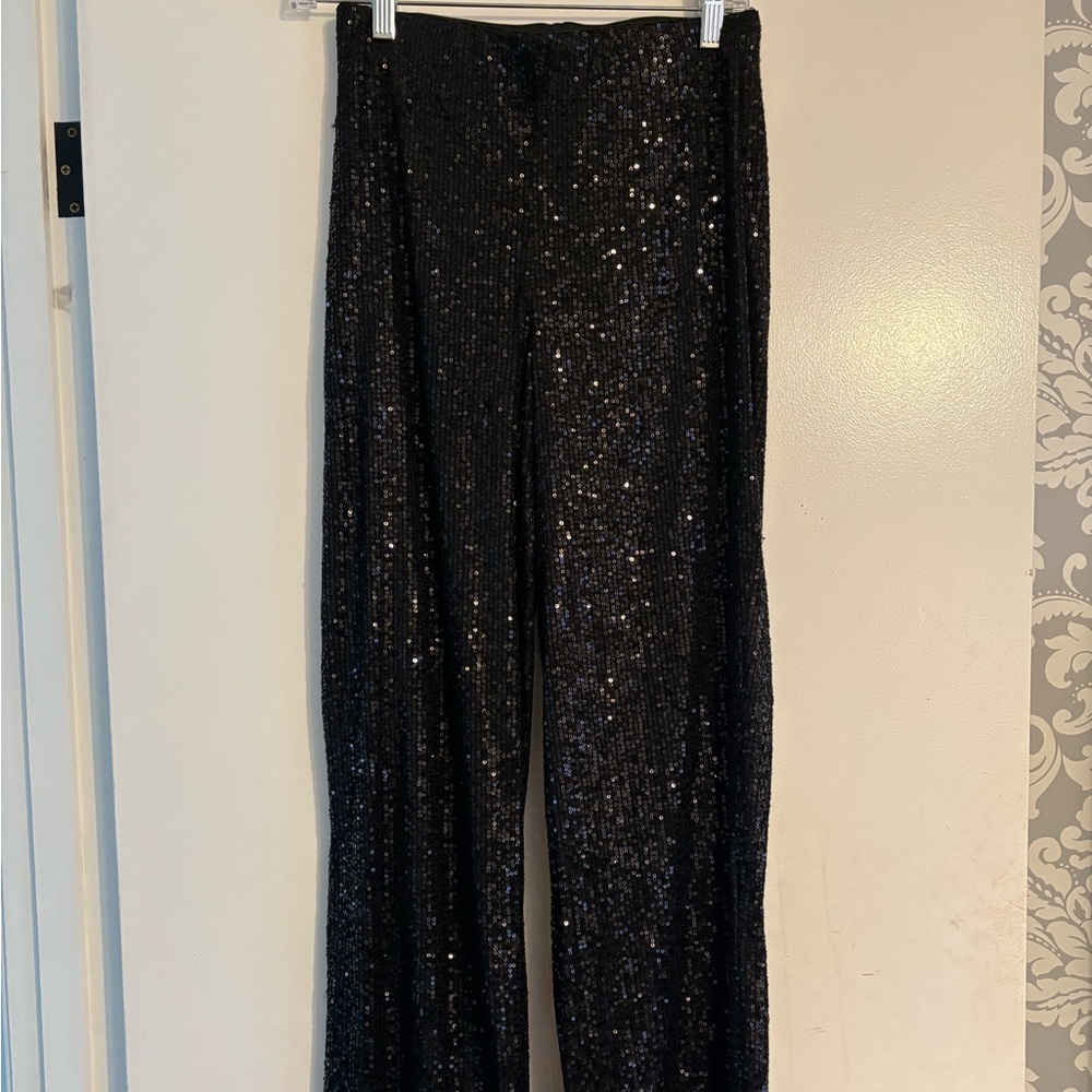Black sequin dress pants